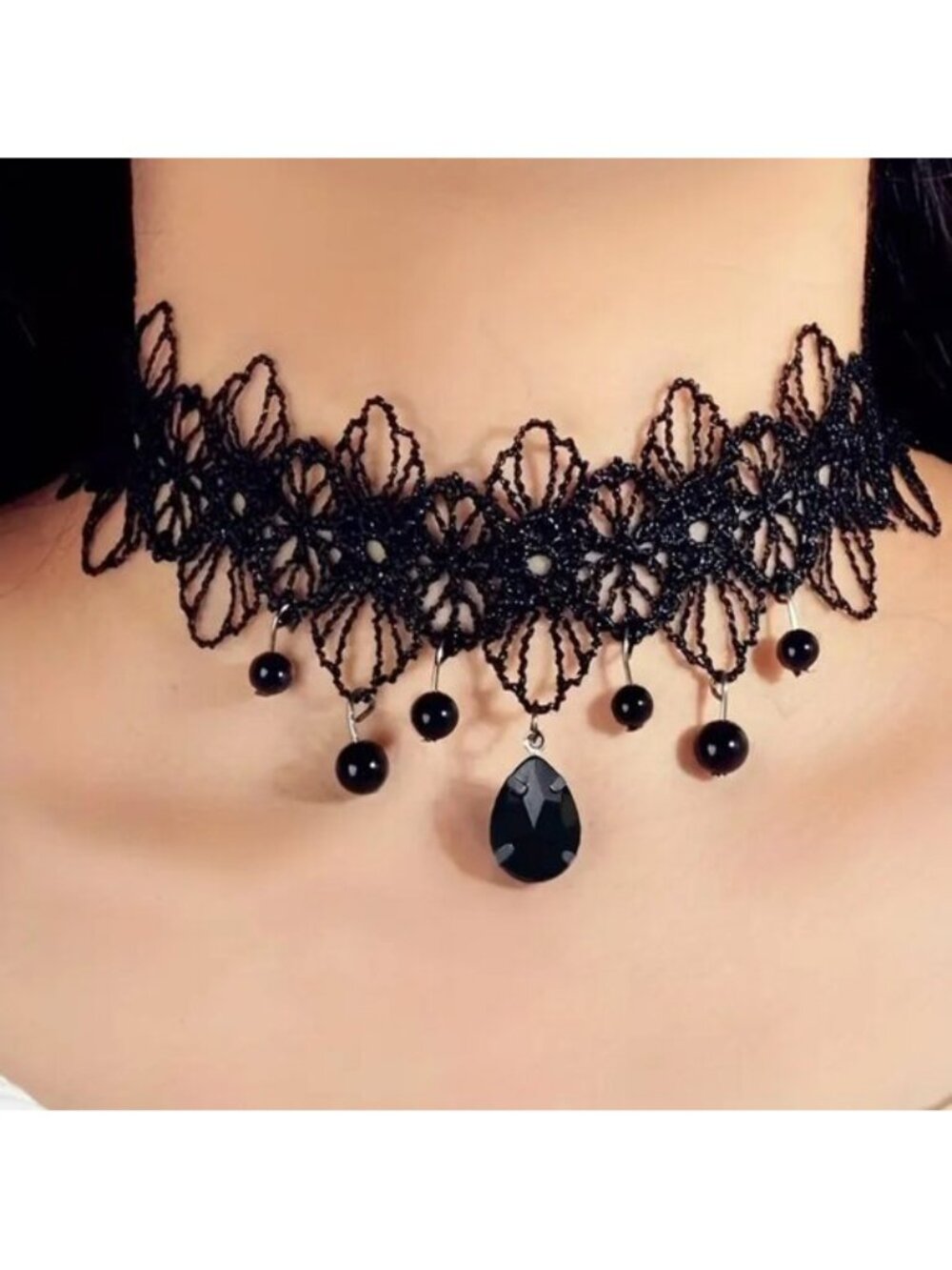 Lace Choker Necklace Black Sexy Jewel Goth Rave Vamp Role Play Trendy Stylish